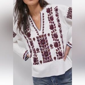 Anthropologie Agatha boho Embroidered Blouse size XS